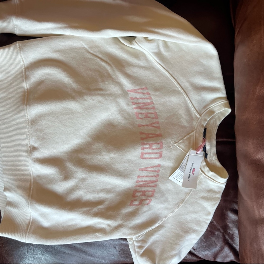 Vineyard Vines Cream Pullover with Pink Accents